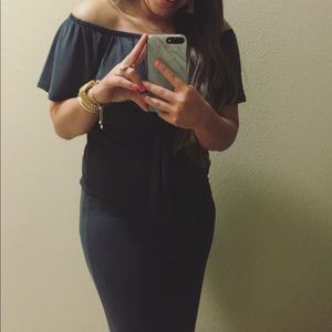 Promesa off the shoulder black dress